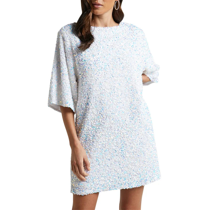 Glitzer Mini Kleid mit Tiefem Rücken – Party Edition