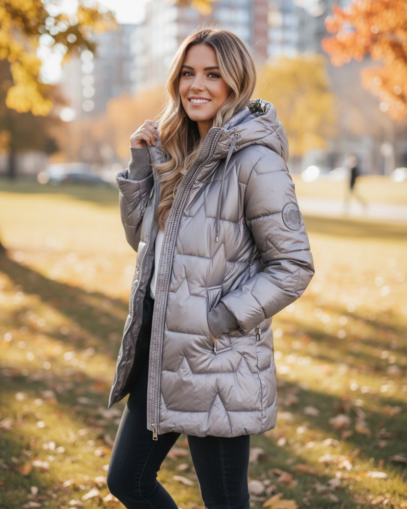 Kelsey Luxuriöser Damen Puffermantel mit Kapuze