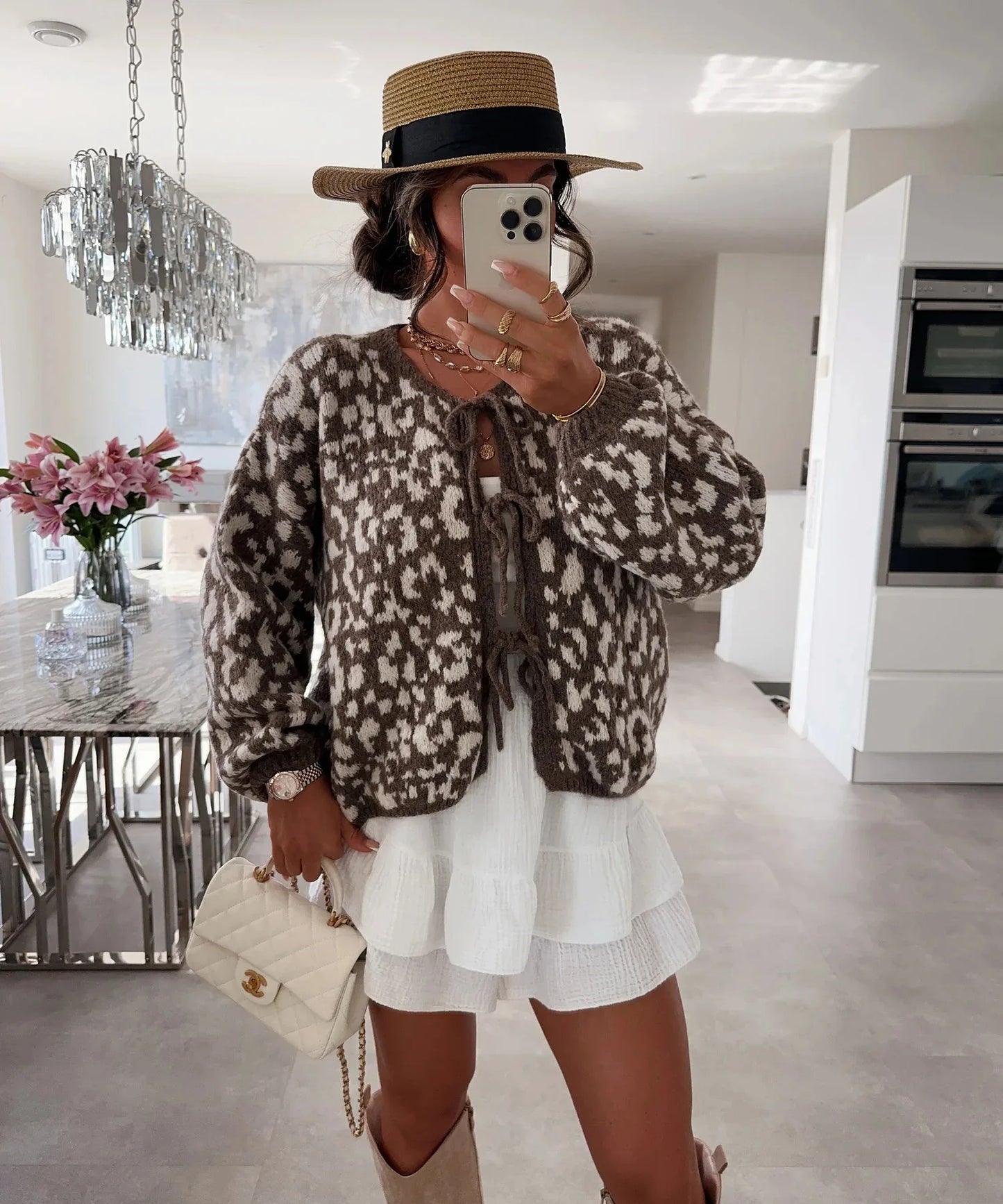 Noa Leopard Strick-Cardigan