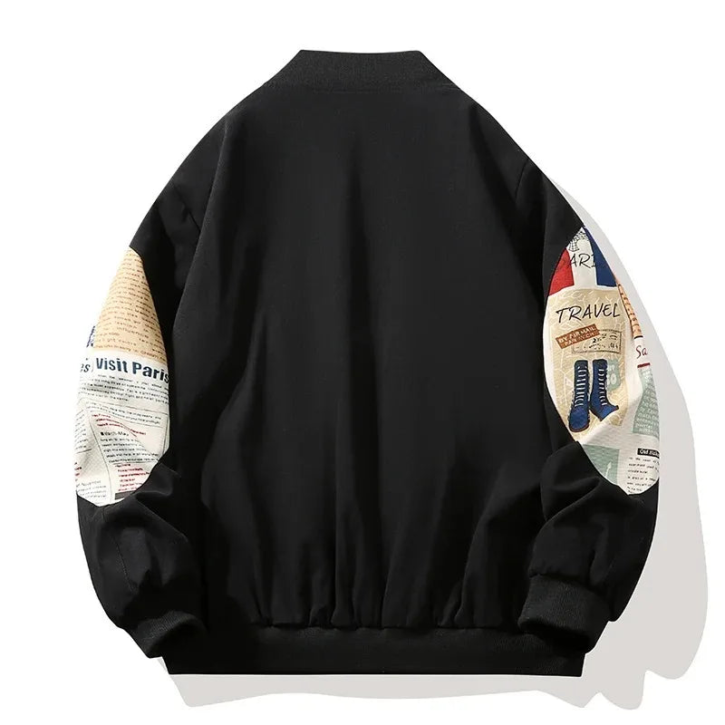 Tobi Patchwork Bomberjacke mit Zeitungsprint