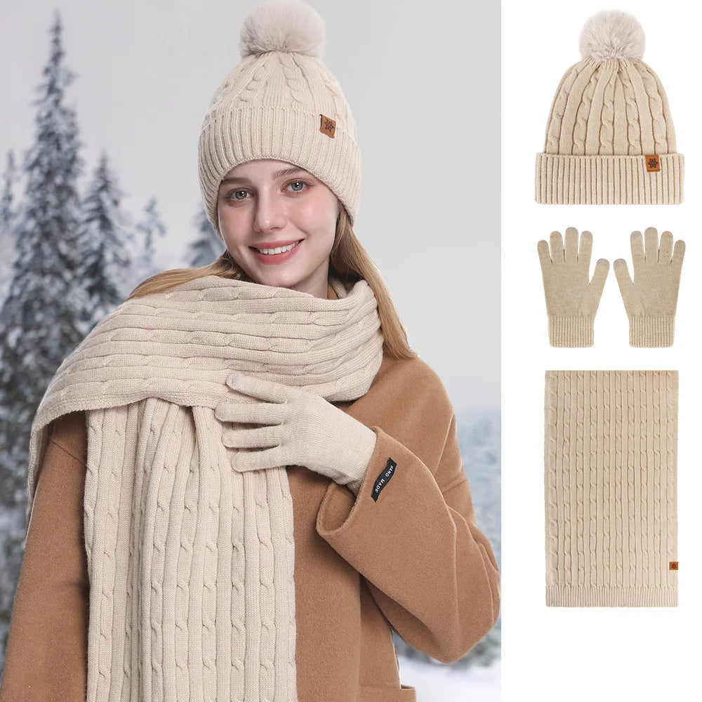 Sophie 3-teiliges Winter-Set Strickmütze, Schal & Handschuhe