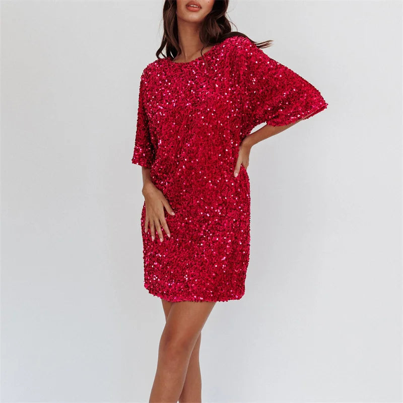 Glitzer Mini Kleid mit Tiefem Rücken – Party Edition