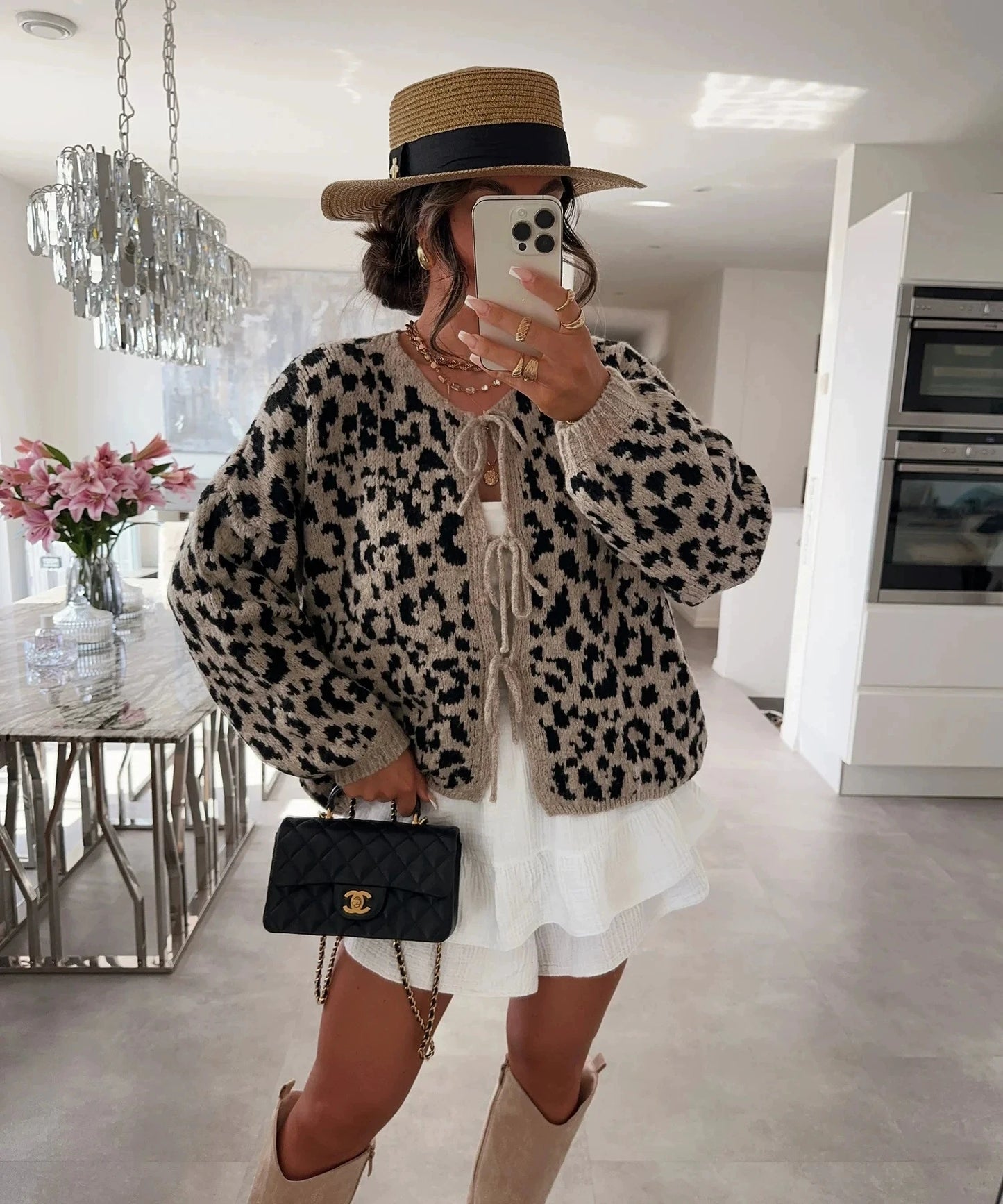 Noa Leopard Strick-Cardigan