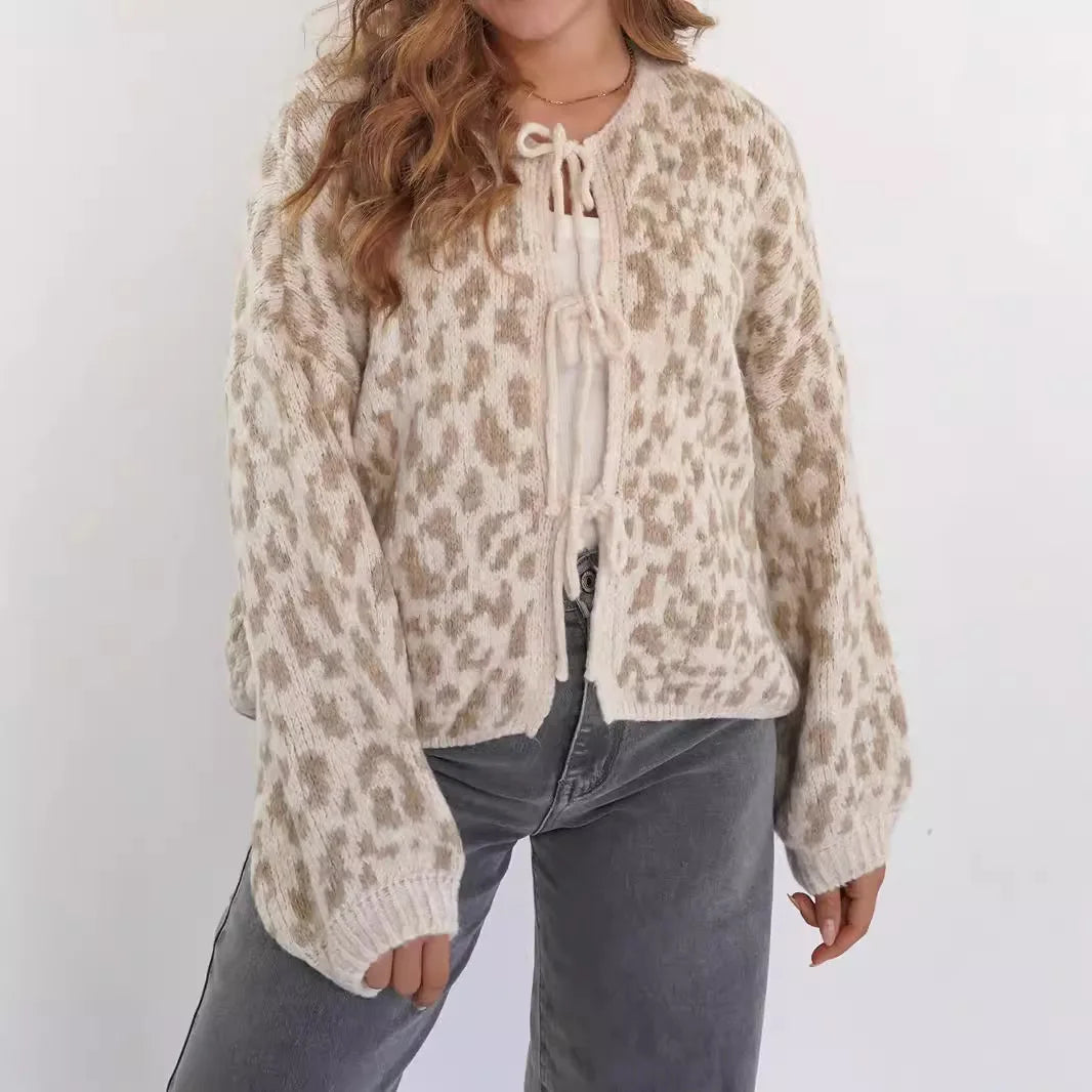 Noa Leopard Strick-Cardigan