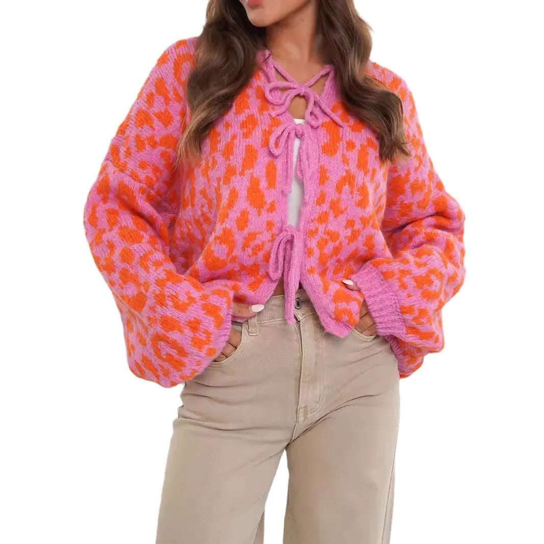 Noa Leopard Strick-Cardigan