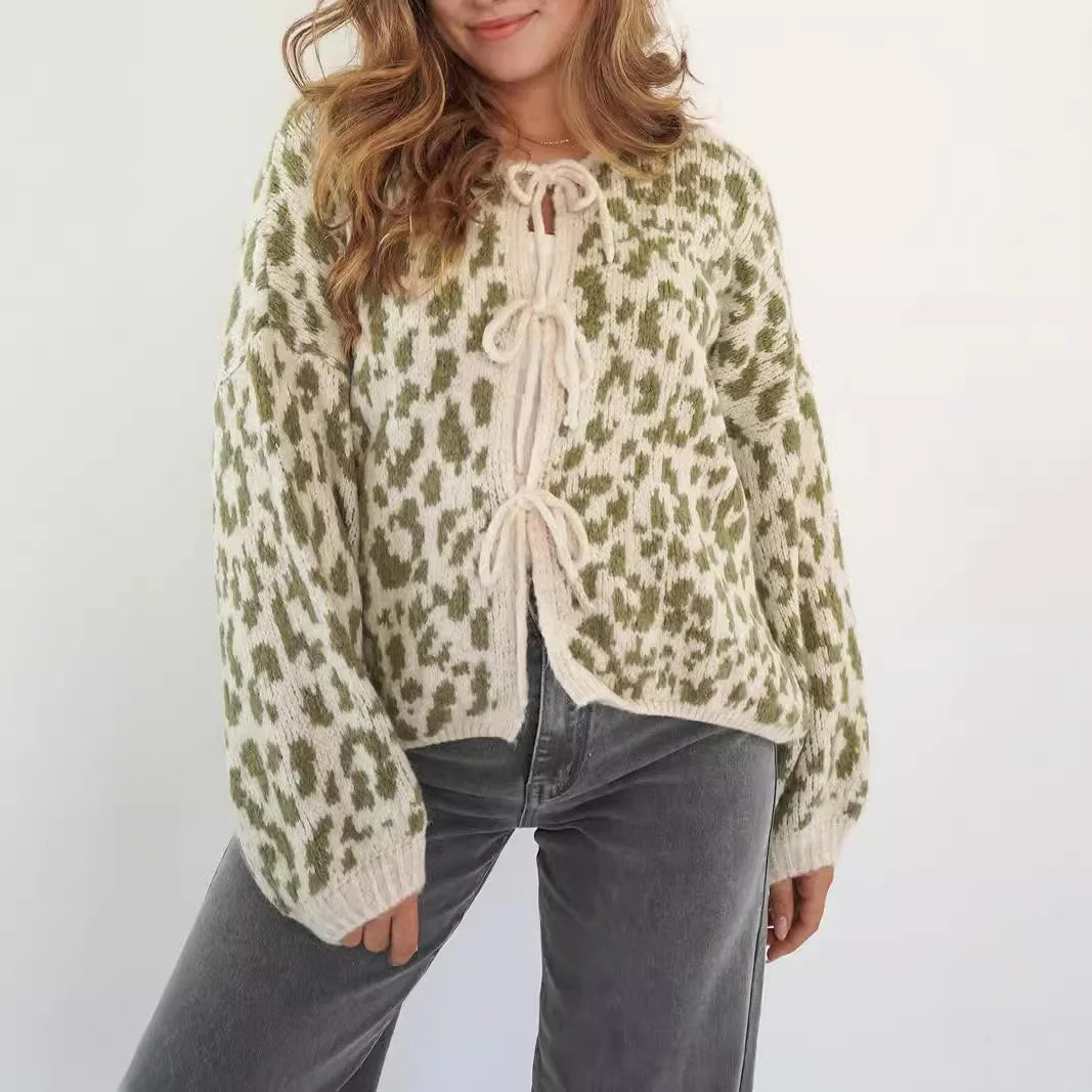 Noa Leopard Strick-Cardigan