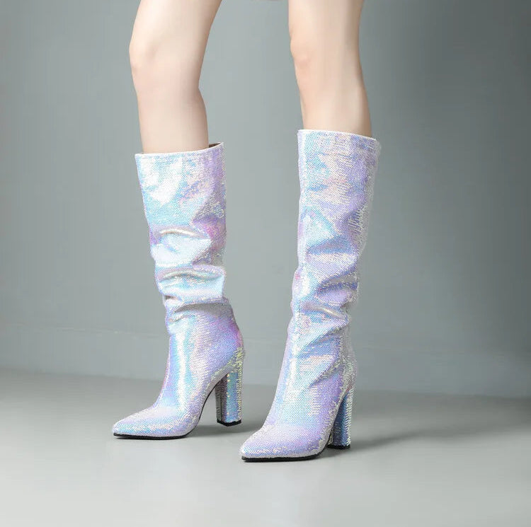 Glitzernde Party-Stiefel