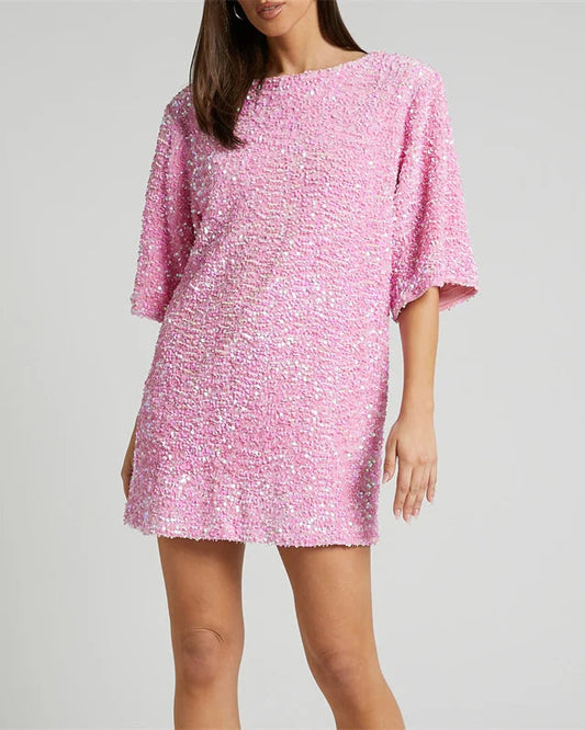 Glitzer Mini Kleid mit Tiefem Rücken – Party Edition