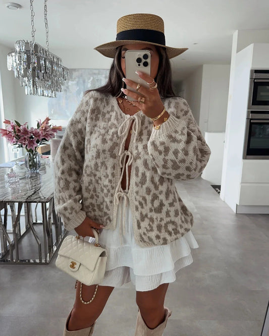 Noa Leopard Strick-Cardigan