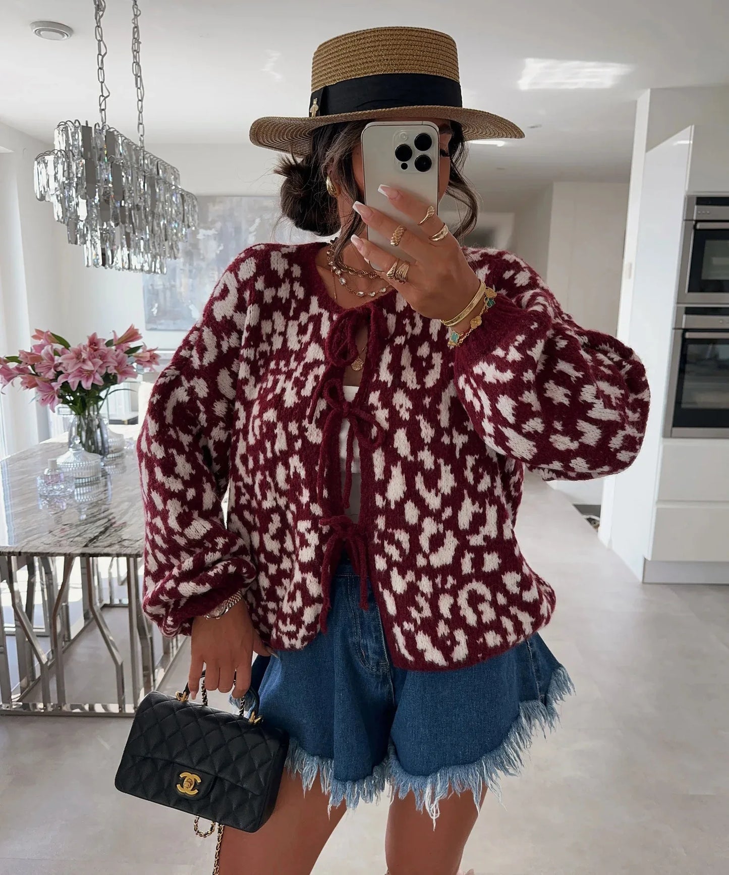 Noa Leopard Strick-Cardigan