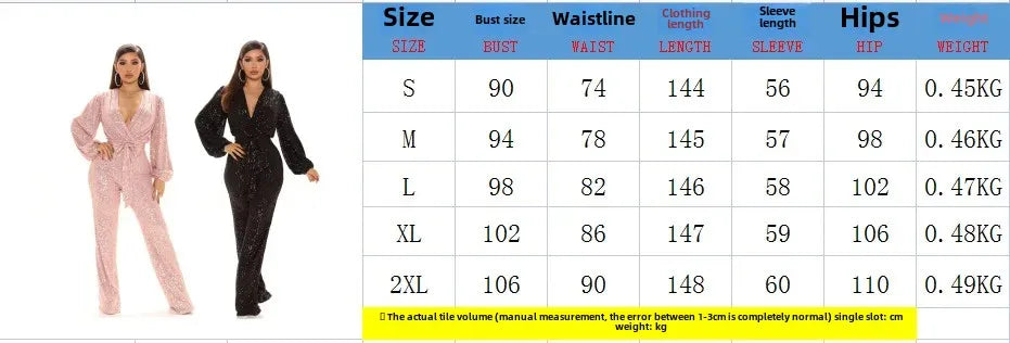 Glitzer Festtags-Jumpsuit mit Bindegürtel