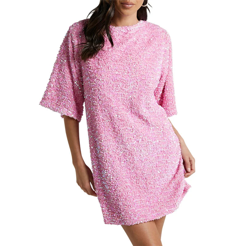 Glitzer Mini Kleid mit Tiefem Rücken – Party Edition