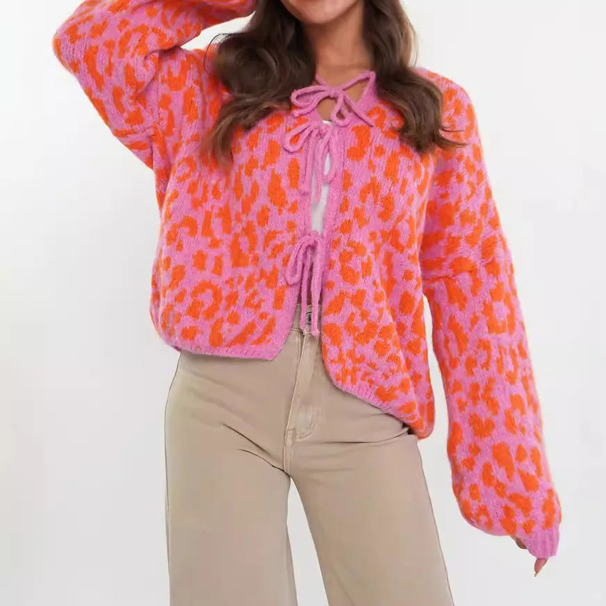 Noa Leopard Strick-Cardigan