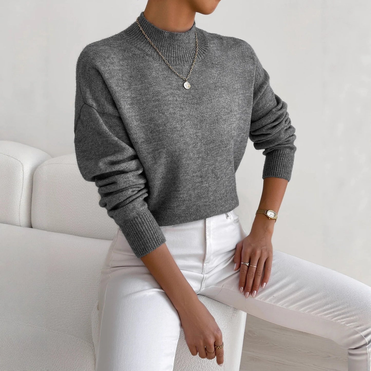 Olivia Pullover mit Hohem Kragen