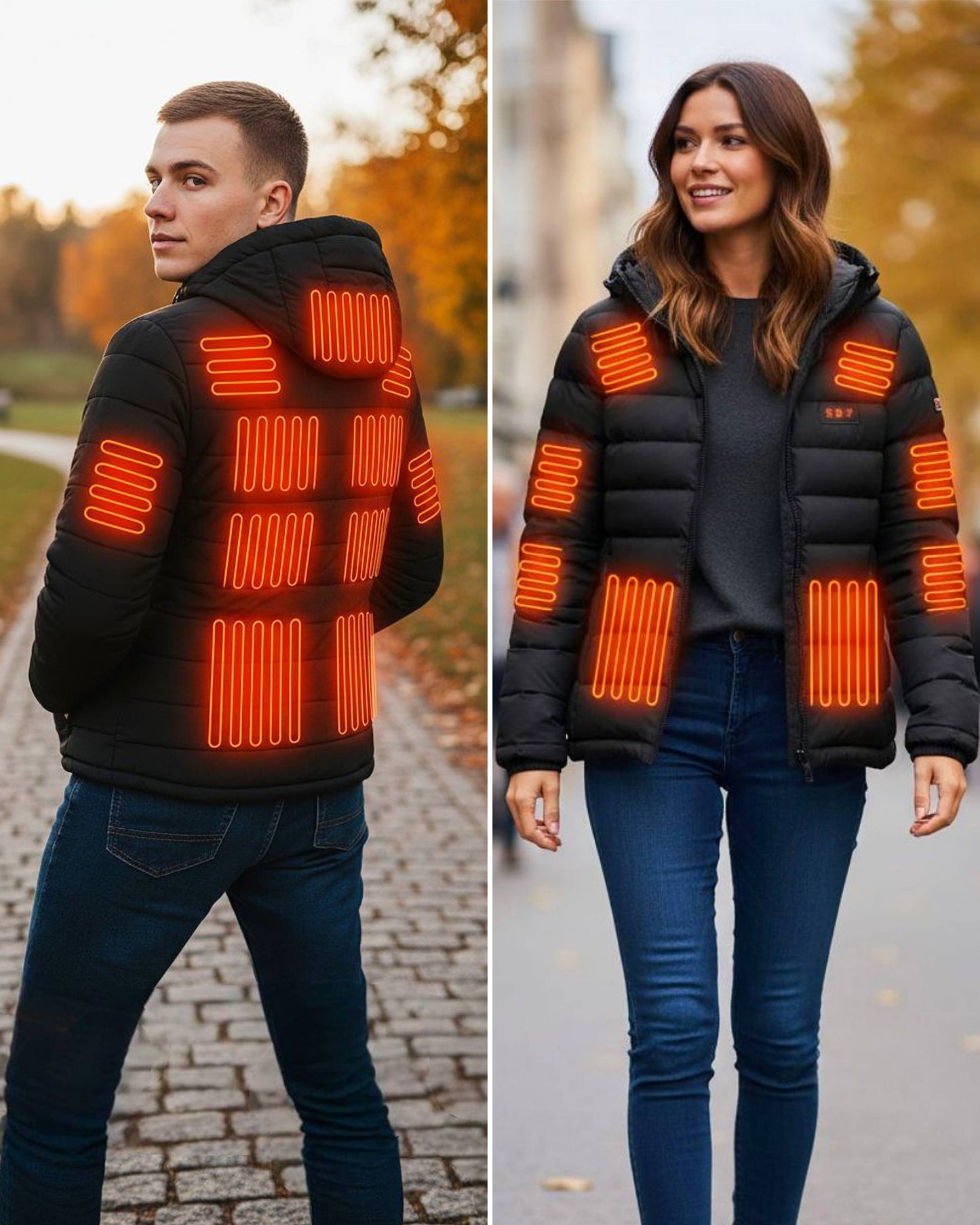 Beheizte Unisex-Jacke 21 Heizzonen & 3 Temperaturstufen