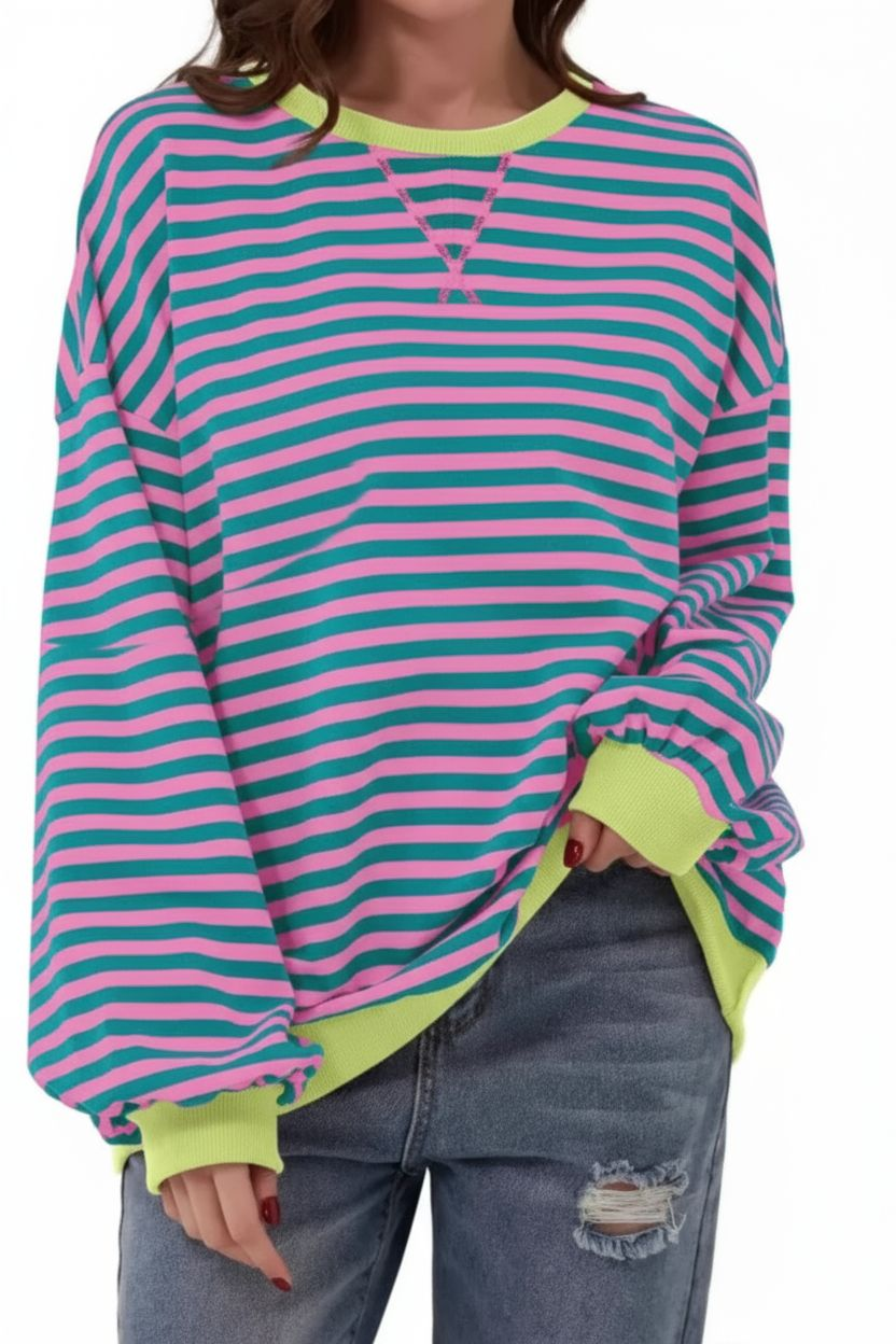 Aurora Gestreifter Oversize-Pullover