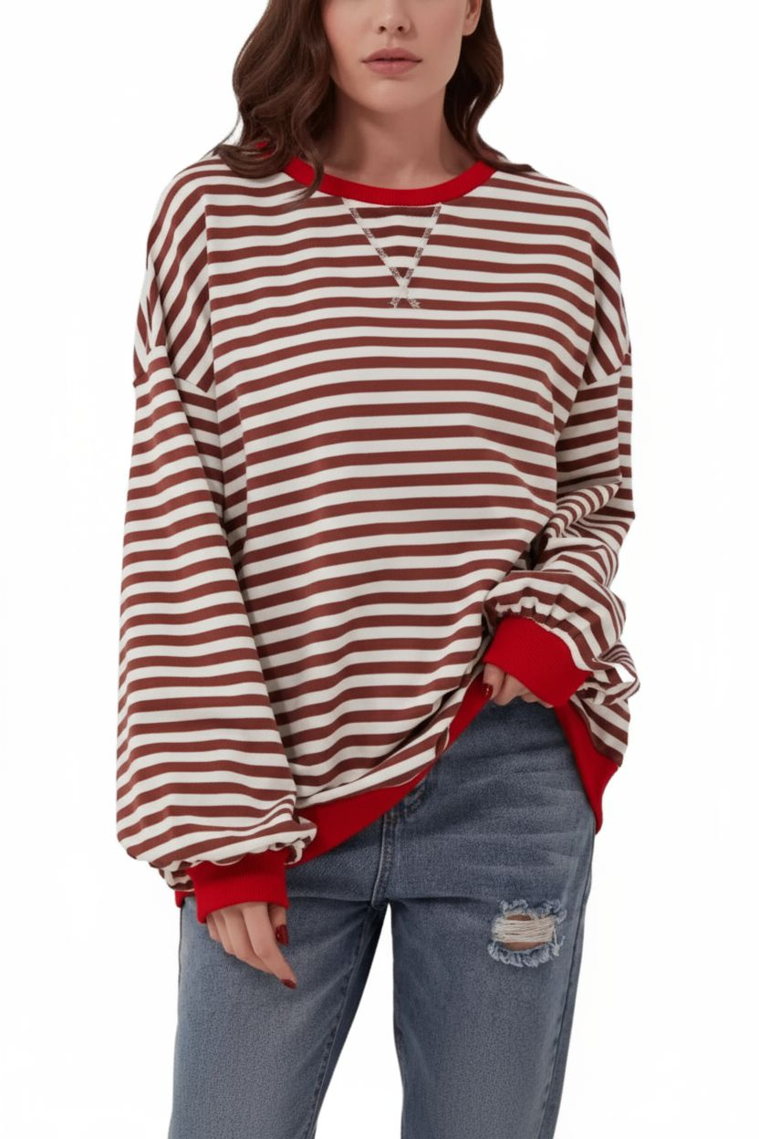 Aurora Gestreifter Oversize-Pullover