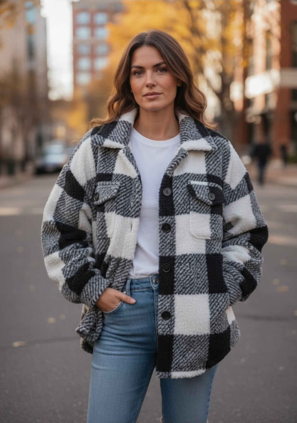 Kariertes Teddy-Jackett