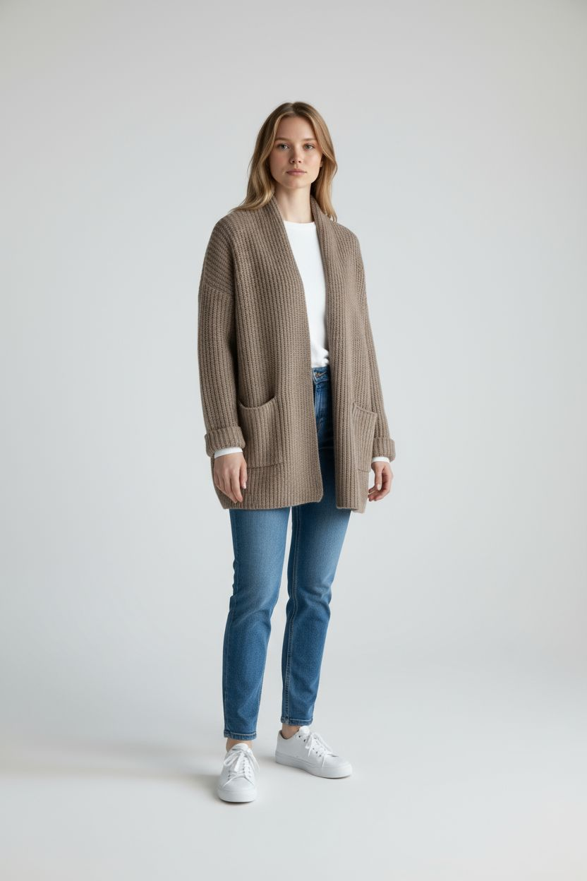 Mila Strickjacke mit Taschen - Einfarbig, Locker & Warm