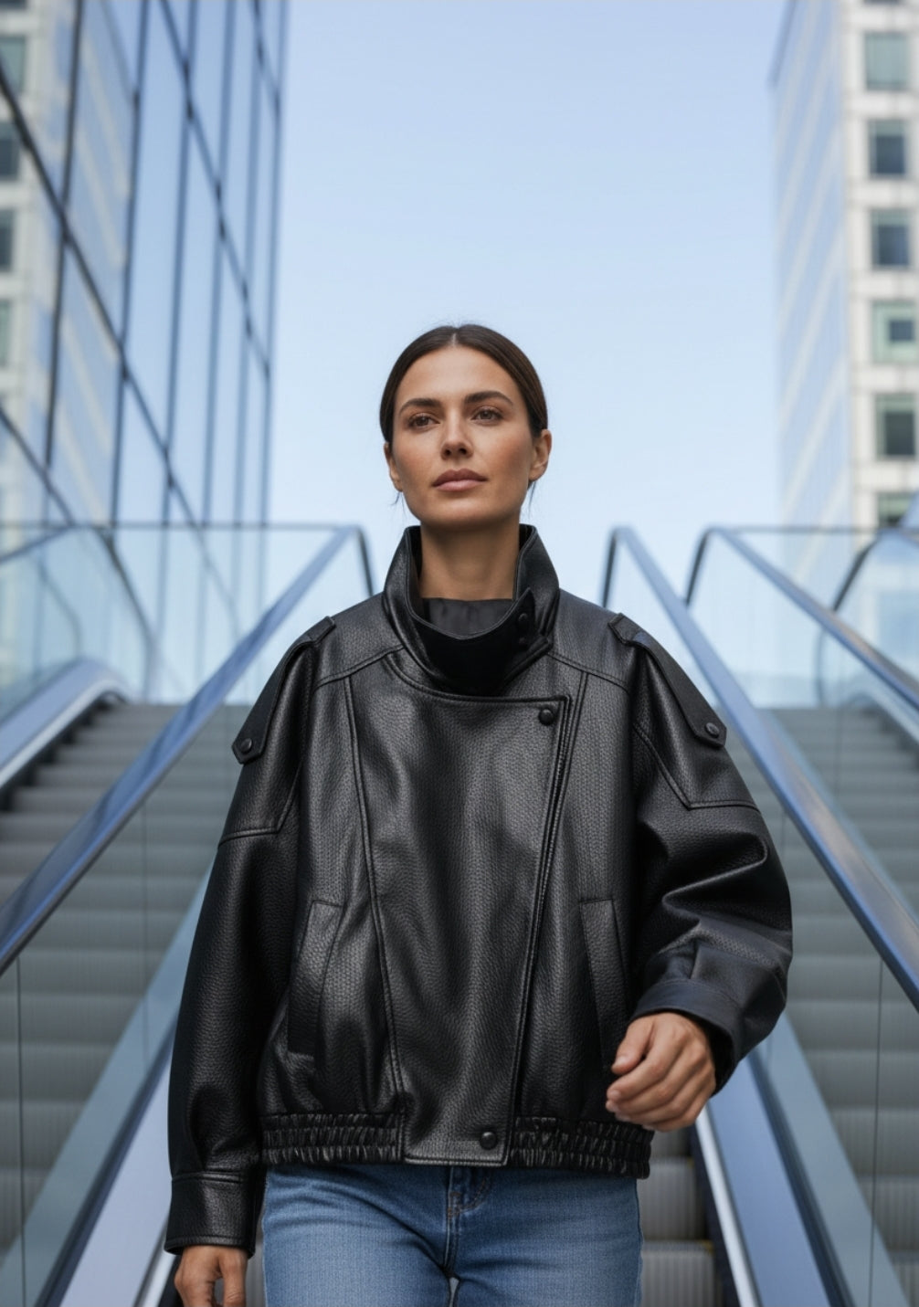 Zoë Elegante Oversize Kunstlederjacke