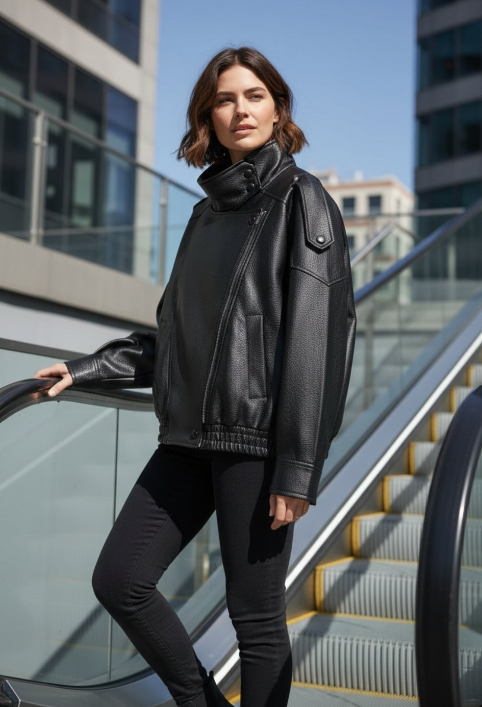 Zoë Elegante Oversize Kunstlederjacke