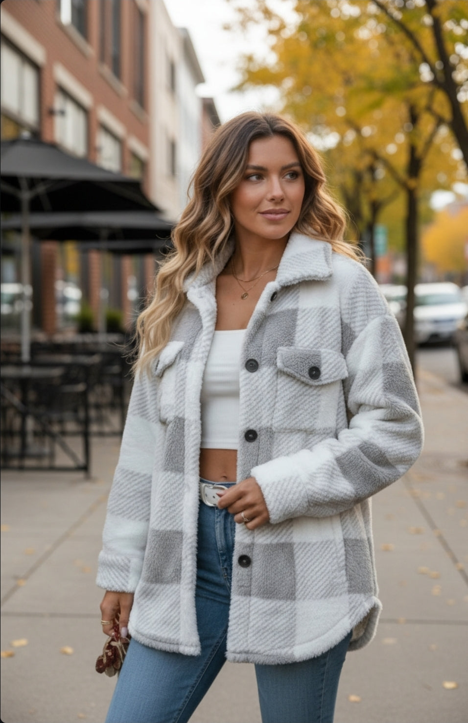 Kariertes Teddy-Jackett