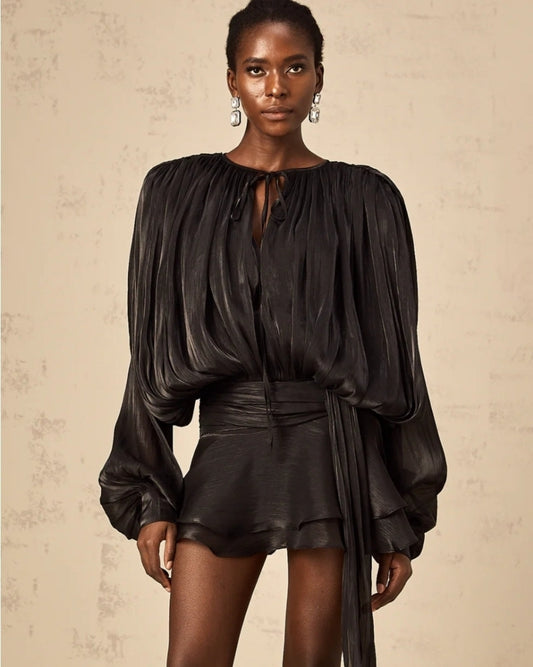 Festliches Plissé-Minikleid mit verspielten Volants