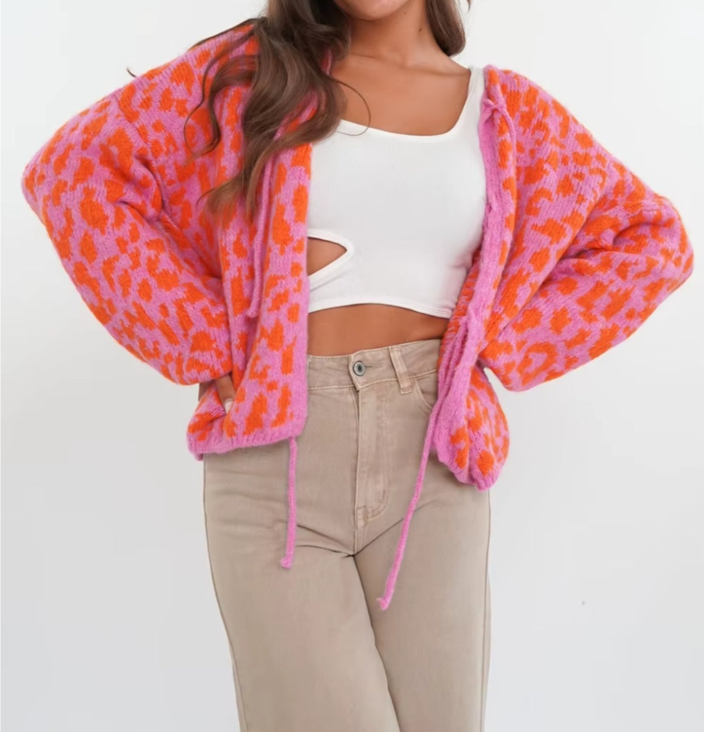 Noa Leopard Strick-Cardigan