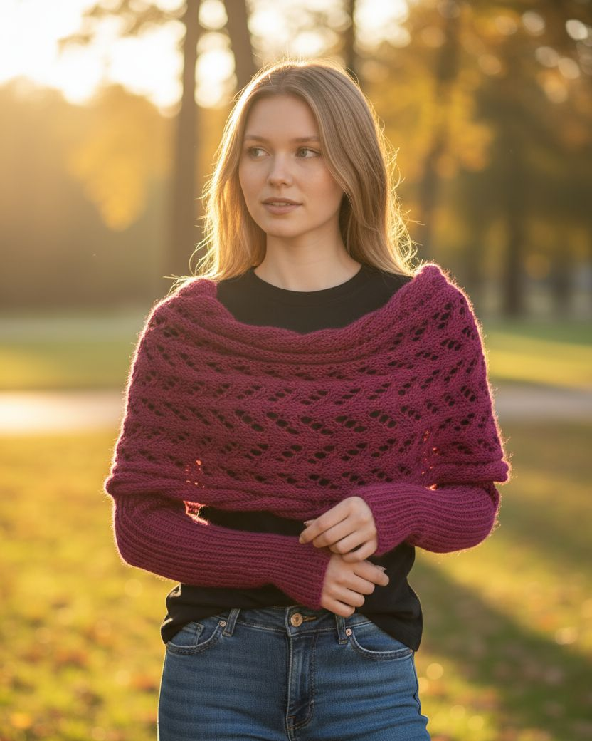 Eva Handgemachter Strick-Schal mit Ärmeln