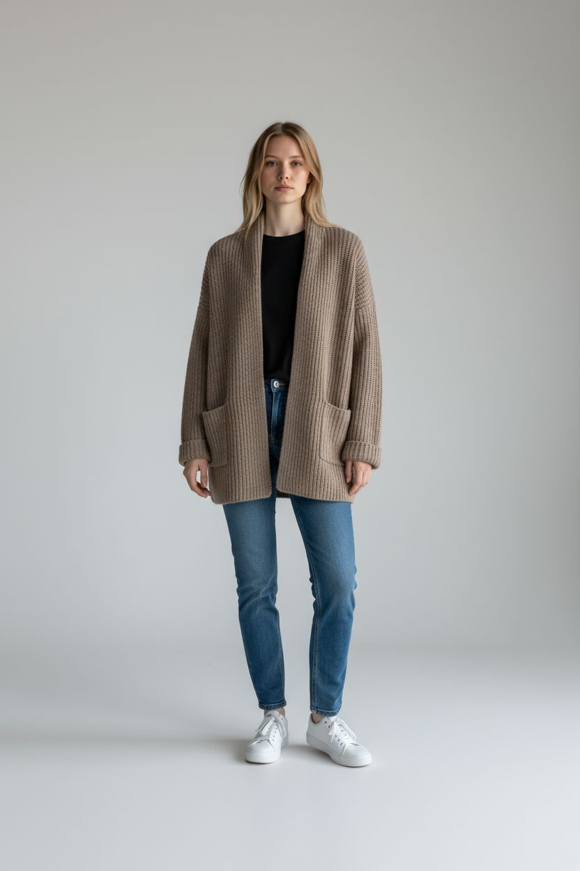 Mila Strickjacke mit Taschen - Einfarbig, Locker & Warm