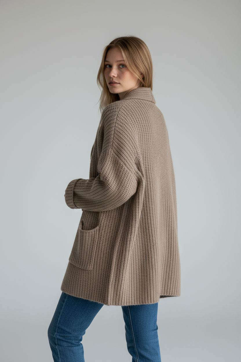 Mila Strickjacke mit Taschen - Einfarbig, Locker & Warm