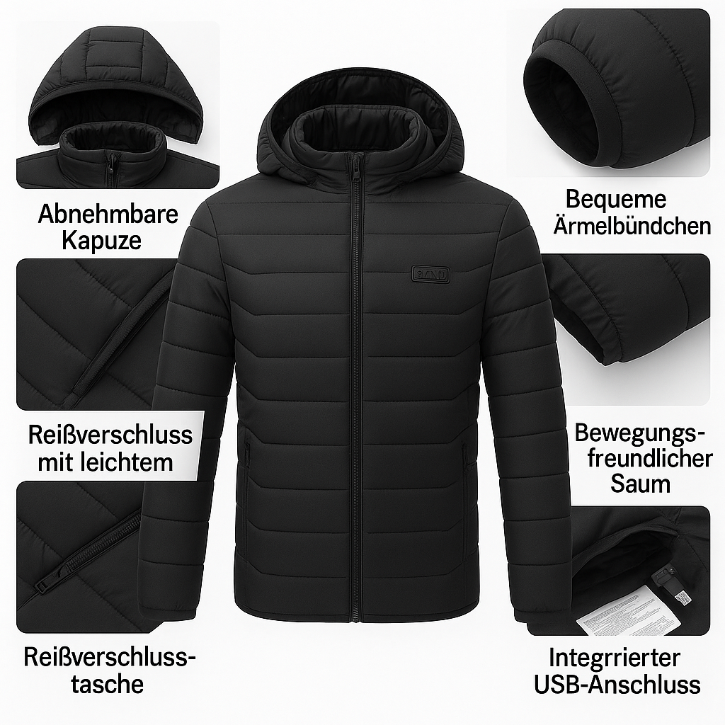 Beheizte Unisex-Jacke 21 Heizzonen & 3 Temperaturstufen