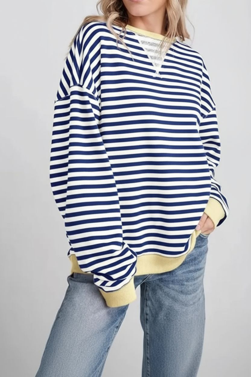 Aurora Gestreifter Oversize-Pullover