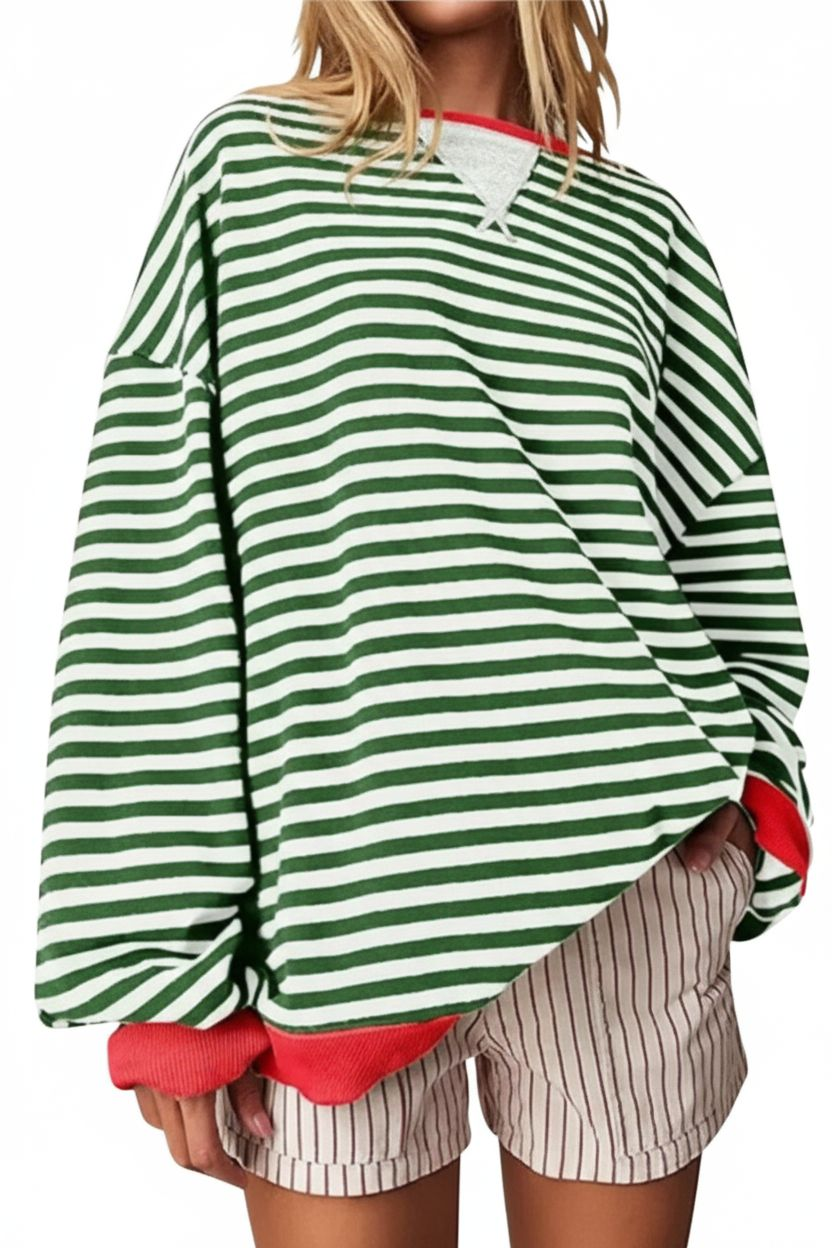 Aurora Gestreifter Oversize-Pullover