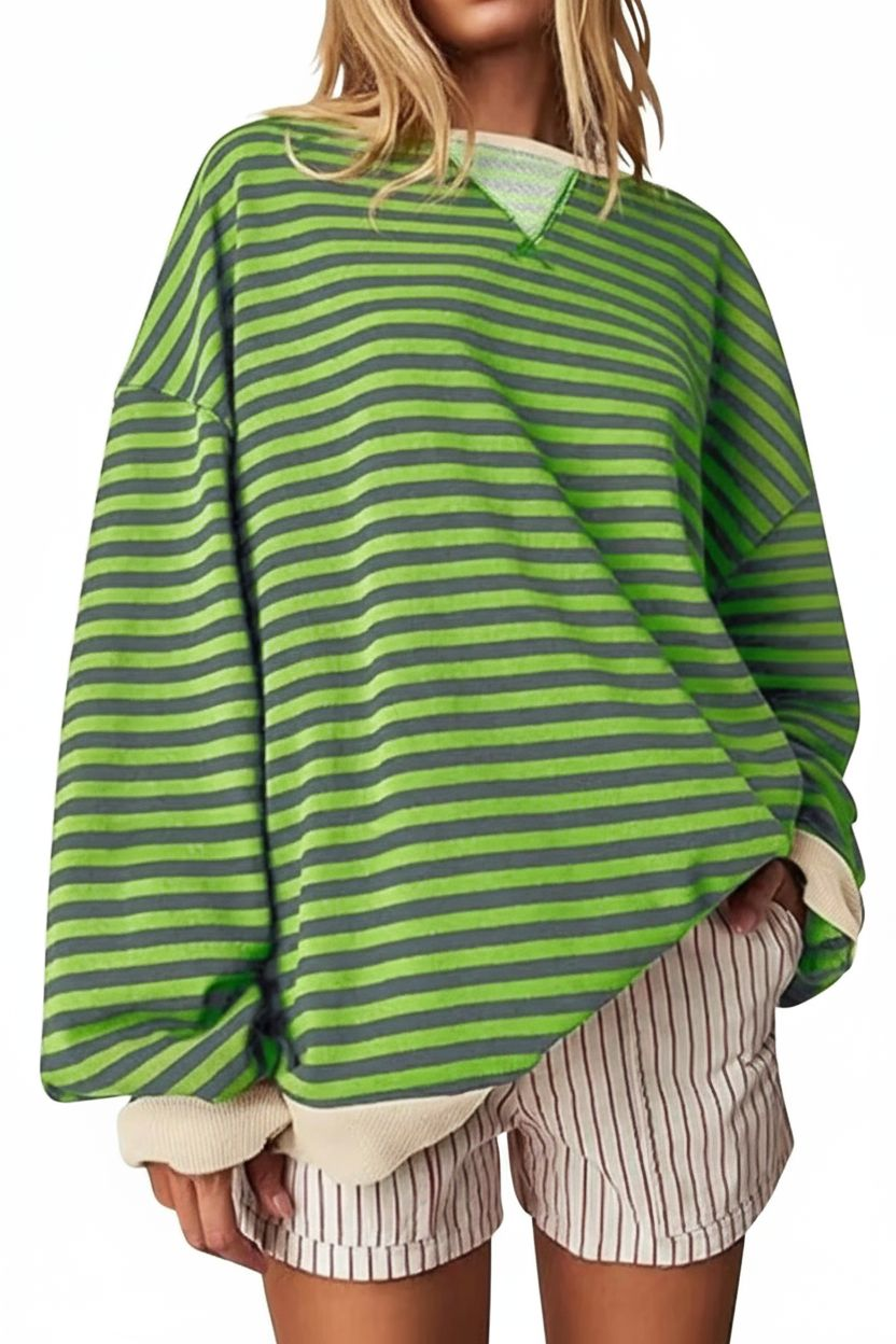 Aurora Gestreifter Oversize-Pullover