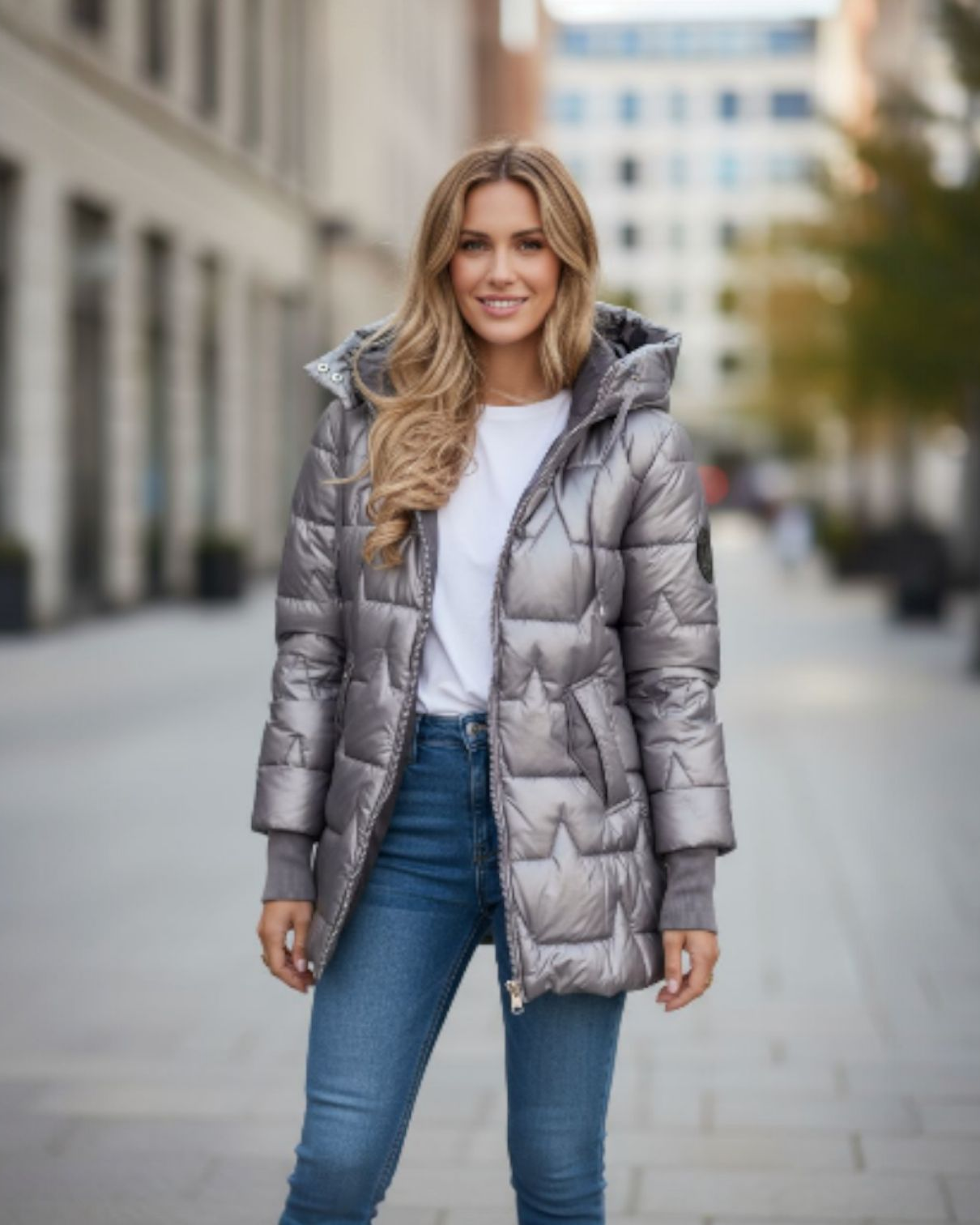 Kelsey Luxuriöser Damen Puffermantel mit Kapuze