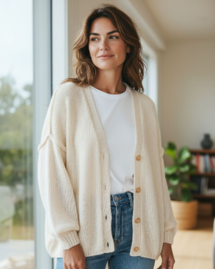 Yuna Oversize Strickcardigan mit Knöpfen