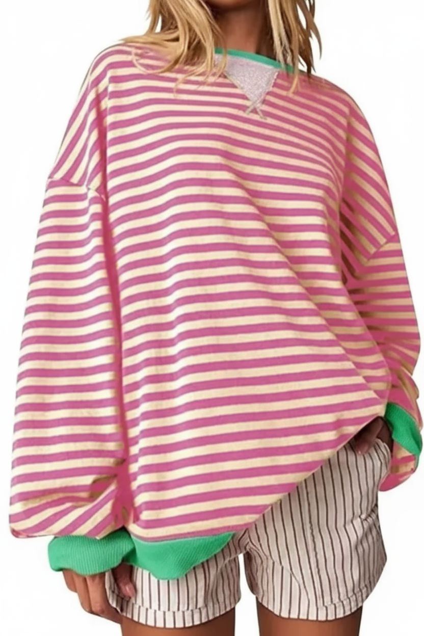 Aurora Gestreifter Oversize-Pullover