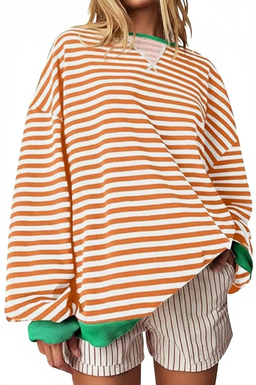 Aurora Gestreifter Oversize-Pullover