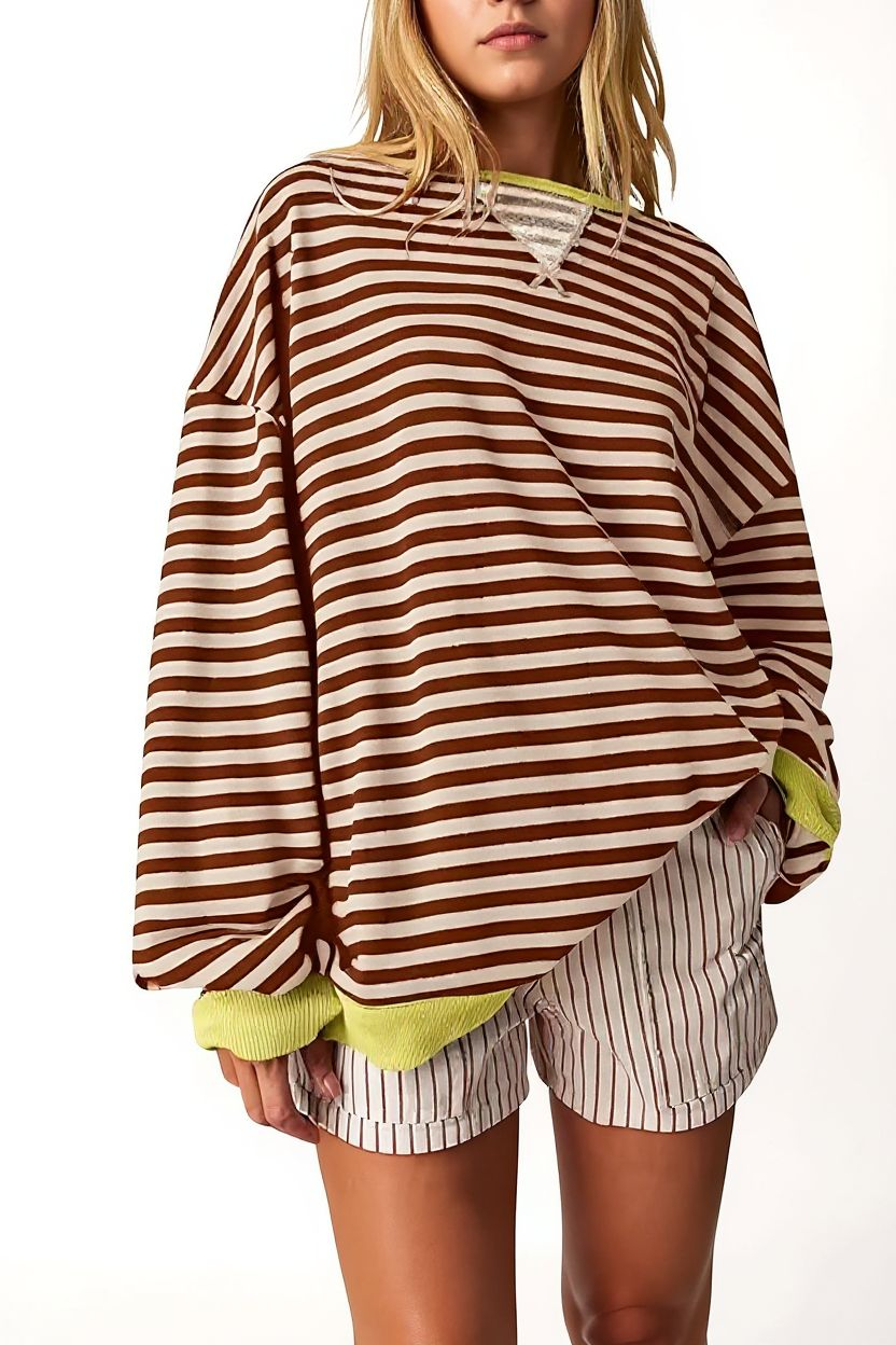 Aurora Gestreifter Oversize-Pullover