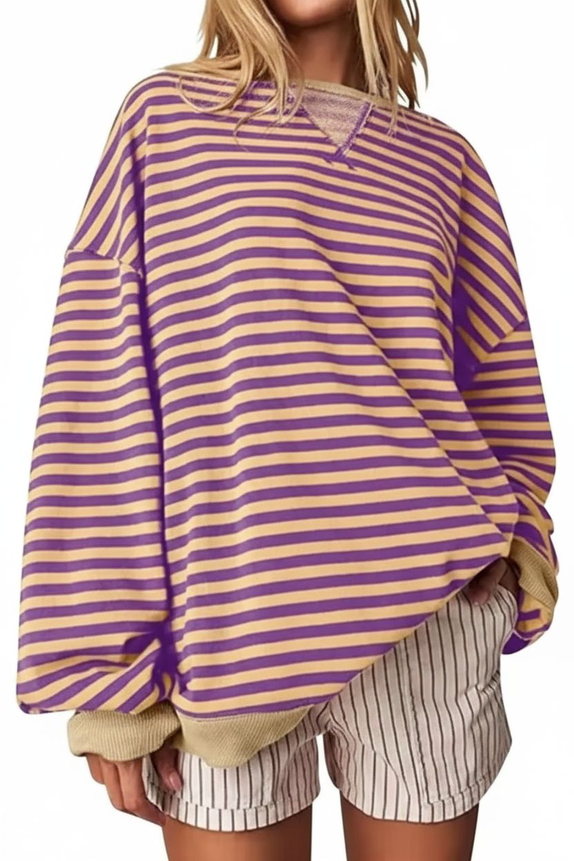 Aurora Gestreifter Oversize-Pullover