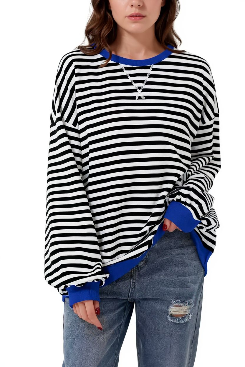 Aurora Gestreifter Oversize-Pullover