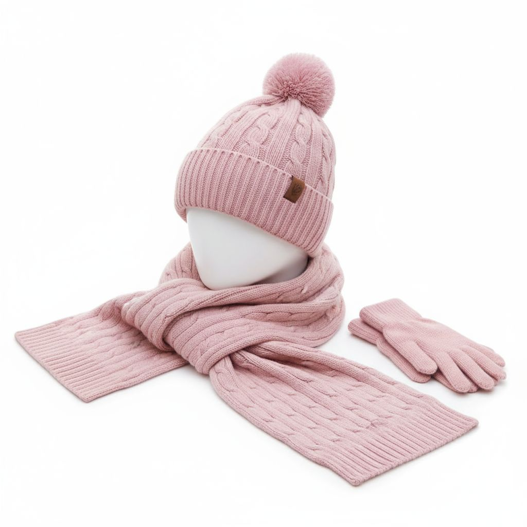 Sophie 3-teiliges Winter-Set Strickmütze, Schal & Handschuhe