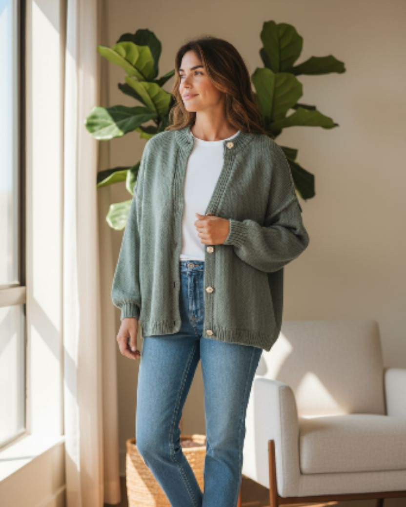 Yuna Oversize Strickcardigan mit Knöpfen