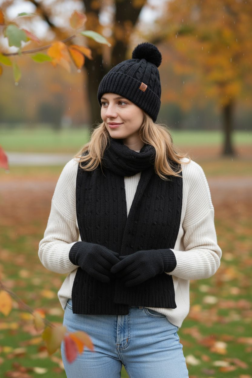 Sophie 3-teiliges Winter-Set Strickmütze, Schal & Handschuhe