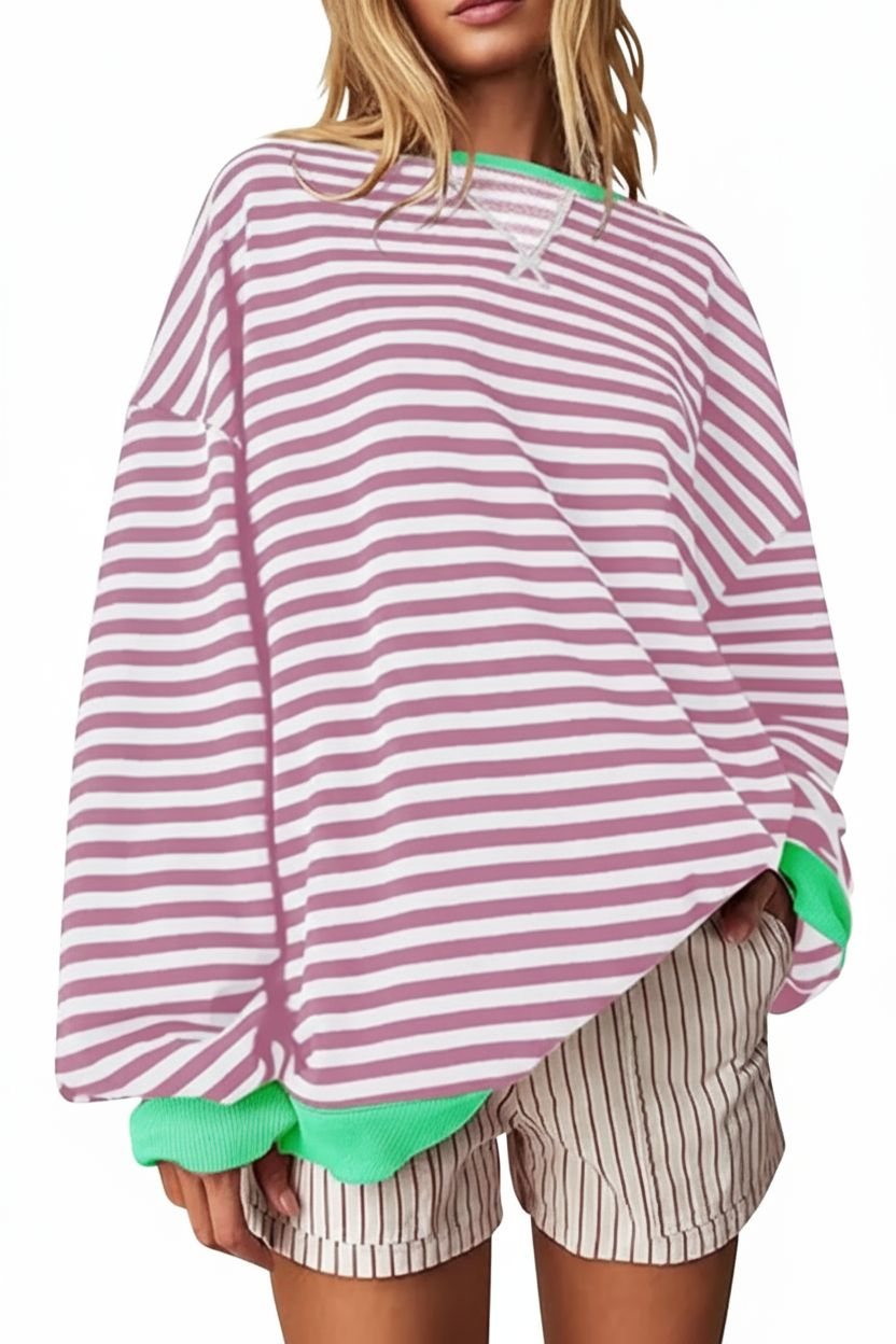 Aurora Gestreifter Oversize-Pullover