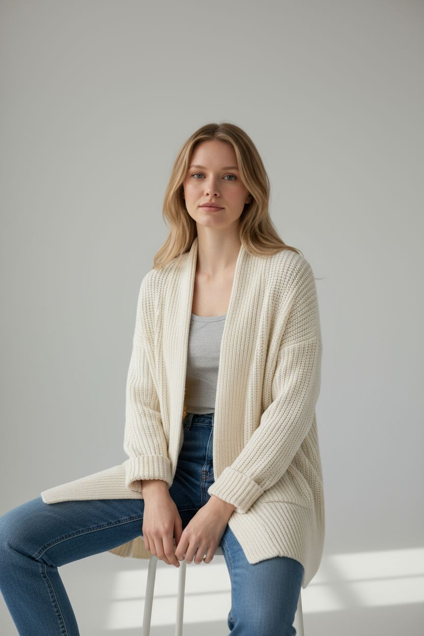 Mila Strickjacke mit Taschen - Einfarbig, Locker & Warm